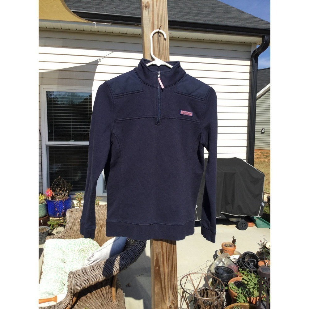 Vineyard vines womens 1/4th zip pullover XS navy blue popover shep shirt preppy